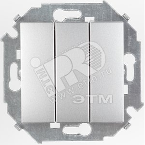 Выключатель трехклавишный, 10А, 250В, винтовой зажим, алюминий - Simon