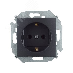 Розетка с заземлением Schuko 16А 250В винт зажим графит