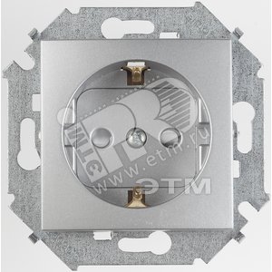 Розетка 2P+E Schuko, со шторками, 16А, 250В, винтовой зажим, алюминий