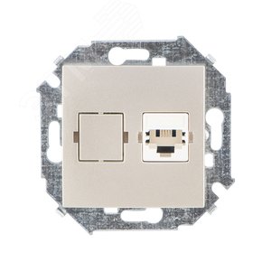 15 Розетка телефонная скрытая RJ11 винтовые зажимы шампань