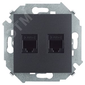 Розетка для передачи данных 2xRJ45 Cat.5e UTP (AMP) цвета графит S15 - Simon