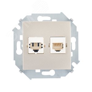 15 Розетка телефонная скрытая RJ11+ компьютерная RJ45 категория 5е Systimax шампань - Simon