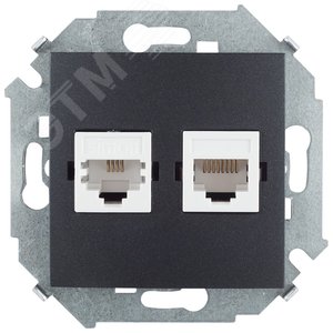 Розетка комбинированная RJ11 + RJ45 Cat.5e UTP (Systimax) цвета графит S15 - Simon
