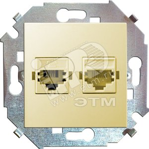 15 Розетка компьютерная двойная RJ45 кат.5е слоновая кость