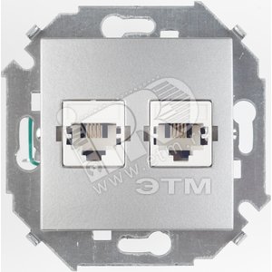 Розетка компьютерная двойная RJ45 кат.5е, алюминий - Simon