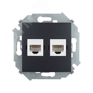 15 Розетка компьютерная двойная RJ45 кат.5е графит - Simon