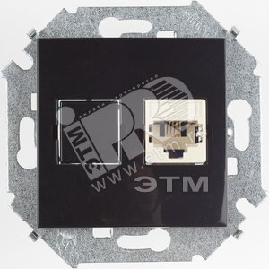Розетка компьютерная RJ45 категория 5е черный глянец - Simon