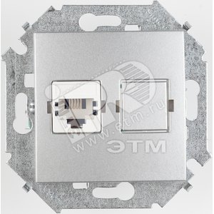 Розетка компьютерная RJ45 категория 5е алюминий - Simon