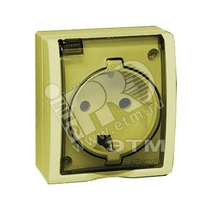 15 Aqua Розетка 2Р+Е Schuko с крышкой полупр. IP54 16А 250В винтовой зажим S15A сл. кость - Simon