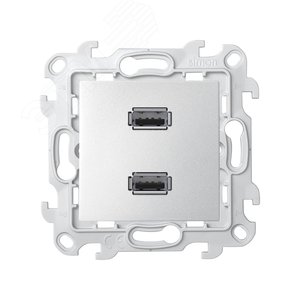 Розетка 2xUSB 2.0 для передачи данных цвета алюминий S24 Harmonie - Simon