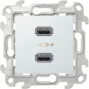 Зарядное устройство розетка 2хUSB, белый - Simon