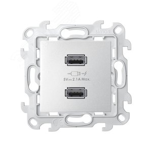 Зарядное устройство 2хUSB 5В 2.4A 230В~ цвета алюминий S24 Harmonie - Simon
