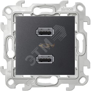 Зарядное устройство розетка 2хUSB, графит - Simon