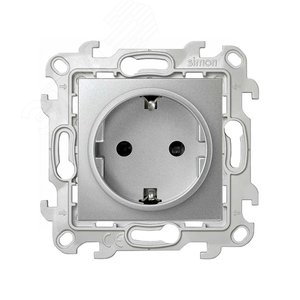 Розетка с заземлением Schuko 2Р+Е 16A 250В~ с системой Push&Go цвета алюминий S24 Harmonie - Simon