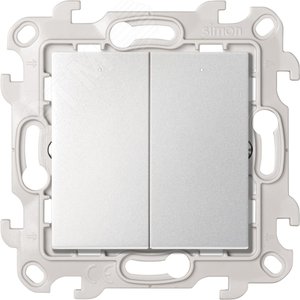 Двухклавишный выключатель с подсветкой 10AX 250В~ цвета алюминий S24 Harmonie - Simon