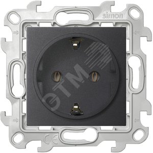 Розетка 2К+З Schuko без штор, графит