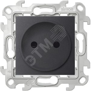 Розетка 2К с защитными шторками, графит