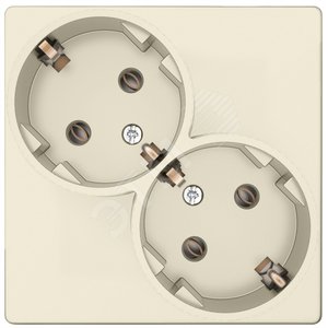 Розетка 2х2К+З Schuko без штор, слоновая кость