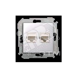 Розетка компьютерная двойная RJ45 кат.6е, S34, слоновая кость (34594-031) - Simon
