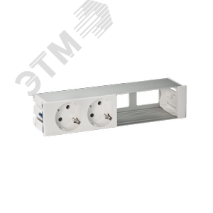 Врезной розеточный блок с крышкой, ввод щетка, 2x2P+E, 2 пустых модуля, белый, 400