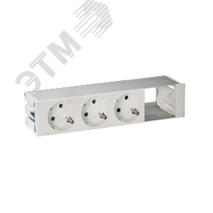 Врезной розеточный блок с крышкой, ввод щетка, 3x2P+E, 1 пустое отверстие, белый, 400