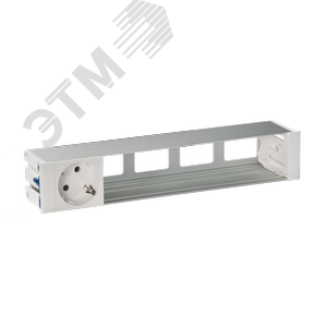 Врезной розеточный блок с крышкой, ввод щетка, 1x2P+E, 4 пустых модуля, белый, 400