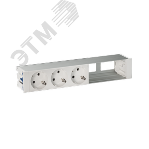 Врезной розеточный блок с крышкой, ввод щетка, 3x2P+E, 2 пустых модуля, белый, 400