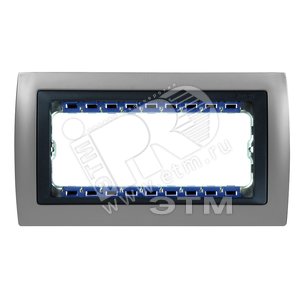 Рамка с суппортом на 8 узких модулей, S82C, алюминий - графит