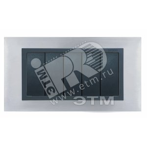 Рамка с суппортом на 8 узких модулей, S82C, нерж. сталь - графит (металл.им)