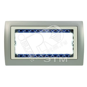 Рамка с суппортом на 5 узких модулей, S82C, алюминий - алюминий