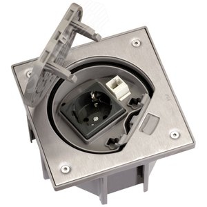 Основа влагостойкая IP66 с замком розеткой Schuko и разъемом RJ45 Cat.5e UTP из нержавеющей стали K45 Connect - Simon