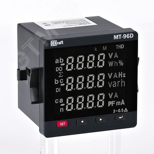 Мультиметр цифровой 96х96мм трехфазный, вход 600В 5А, RS485, LED-дисплей МТ-96D - SE Dekraft