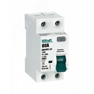 Выключатель дифференциального тока УЗО 03-6кА-2P-080А-300-AC - SE (DEKraft)