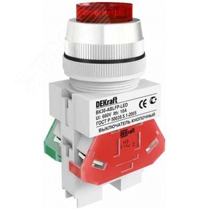 Выключатель кнопочный ВK-22 ABLFP диам. 22мм зеленый LED 24В AC/DC - SE (DEKraft)