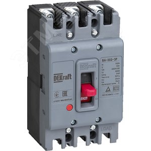 Силовой автоматический выключатель 3P 50А 25кА ВА-302 - SE (DEKraft)