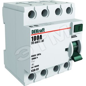 УЗО 4P 16А 10мА тип AC УЗО-01 6кА DEKraft - DEKraft