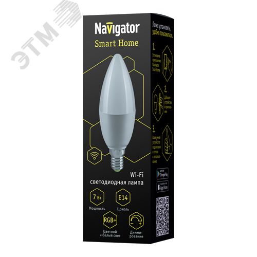 Умная лампа светодиодная NLL-С37-7-230-RGBWWW-E14-WiFi - фото 2
