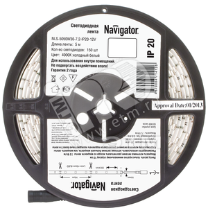 Лента светодиодная LEDх30/м 5м 7.2w/m 12в белый (71412 NLS-5050) - Navigator Group