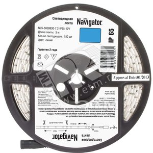 Лента светодиодная LEDх30/м 5м 7.2w/m 12в IP65 синий (71417 NLS-5050) - Navigator Group