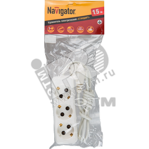 Удлинитель бытовой  3 розетки шнур 5м с заземлением (71453) - Navigator Group