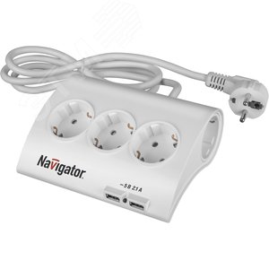 Удлинитель бытовой 5х1.8м с заземлением 16А ПВС 3х1.00 USB - Navigator Group
