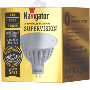 Лампа светодиодная 6вт NLL-MR16-6-230-4K-GU5.3-FR-SV - Navigator Group