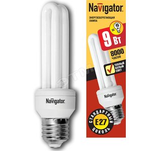 Лампа энергосберегающая КЛЛ 9/827 Е27 D38x129 2U (94004 NCL-2U) - Navigator Group