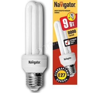 Лампа энергосберегающая КЛЛ 9/840 Е27 D38x129 2U (94006 NCL-2U) - Navigator Group