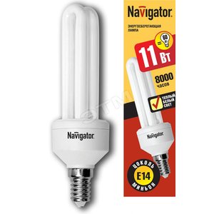 Лампа энергосберегающая КЛЛ 11/827 E14 D38x139 2U (94007 NCL-2U) - Navigator Group