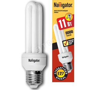 Лампа энергосберегающая КЛЛ 11/827 E27 D38x139 2U (94010 NCL-2U) - Navigator Group