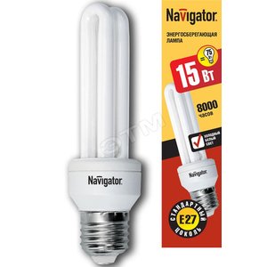 Лампа энергосберегающая КЛЛ 15/840 E27 D38x154 2U (94018 NCL-2U) - Navigator Group
