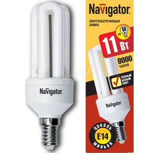 Лампа энергосберегающая КЛЛ 11/827 E14 D38x119 3U (94019 NCL-3U) - Navigator Group