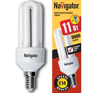 Лампа энергосберегающая КЛЛ 11/840 E14 D38x119 3U (94021 NCL-3U) - Navigator Group