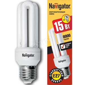Лампа энергосберегающая КЛЛ 15/840 E27 D38x126 3U (94027 NCL-3U) - Navigator Group